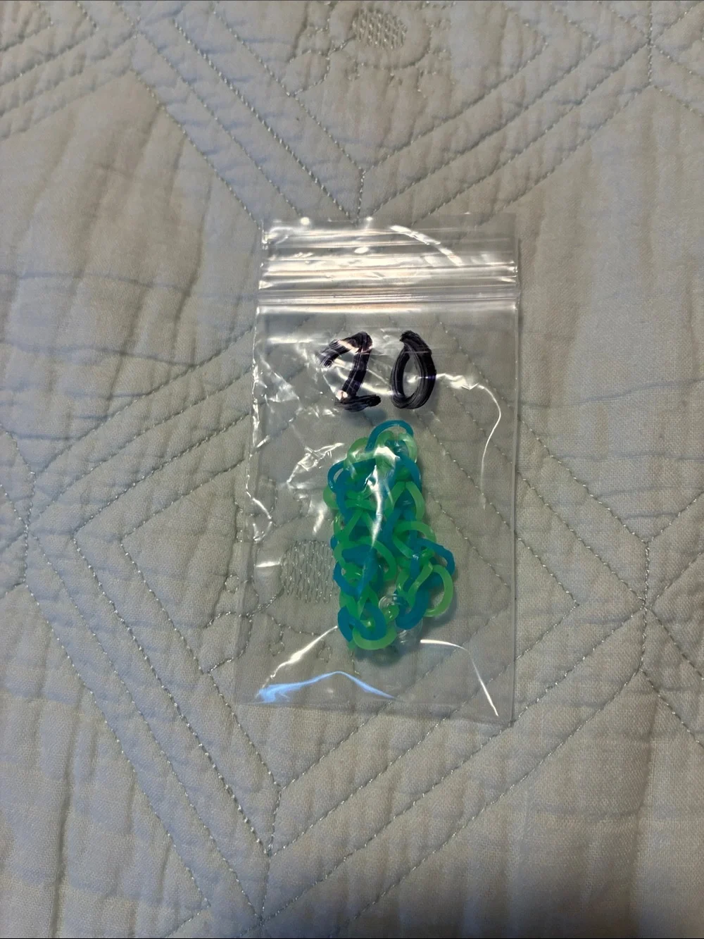 Neon Green & Blue Small Rubber Band Bracelet